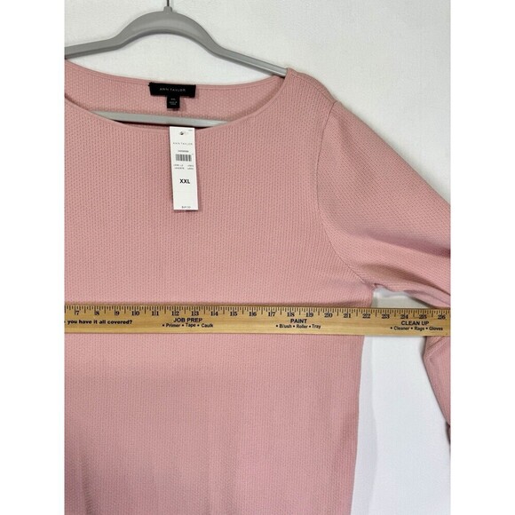 Ann Taylor Ruffle Sleeve Hem Sweater Top Womens 2XL Dusty Rose Pink Stretch NEW - Picture 7 of 7